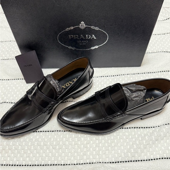 ? AUTH PRADA CALZATURE UOMO SOAZZOLATO NERO EUROPEAN SIZE 6 BRAND NEW W/BOX main image 14